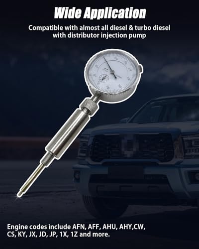 Fuel Injection Pump Timing Gauge Kit, 7 Pcs Static Adjustment Adapter Tool Set, 0-10mm Fuel Injection Pump Dial Indicator for Engines