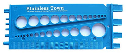 Stainlesstown Nut Bolt Thread Gauge (Blue) - Measures Diameter, Thread Pitch & Length - Fractional #4 to 1" and Metric 3mm to 22mm - Durable 1/4" Thick Hard Plastic - color: Blue