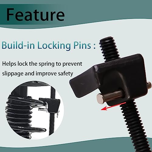 MOSTPLUS Macpherson Strut Spring Compressor Tool Set with Locking Pins, Universal Dual Heavy-Duty Coil Spring Compressor Tool Automotive Forged Hooks 10 Inch Maximum Safe Open, 13/16" Hex, 1/2" Drive