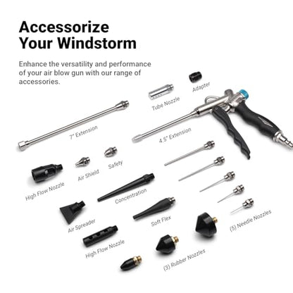 Capri Tools 2-Way Air Blow Gun Ultimate Kit with Nozzles and Rubber Tips, 19-Piece