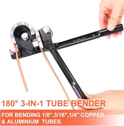 3/16" Complete Brake Line Repair Kit with Protector, Enhance the Corrosion Resistance and Wear Resistance of 25-Foot Copper-Coated Tubing, Including Flaring Tool, Bender & Fittings