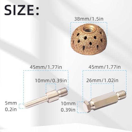 2Pcs 1.5’’ Tire Buffing Wheel 38mm Grinder & Patch Tool with Linking Rod | Thread Adapter Tire Repair Grinding Head Tire Patch Roller for Low & High Speed Tire Buffer - color: 38mm