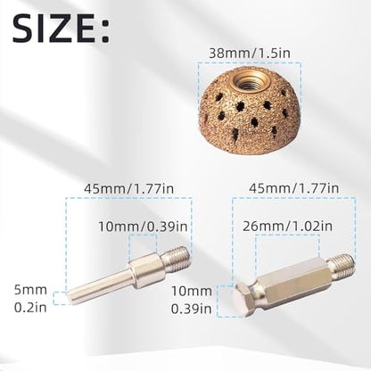 2Pcs 1.5’’ Tire Buffing Wheel 38mm Grinder & Patch Tool with Linking Rod | Thread Adapter Tire Repair Grinding Head Tire Patch Roller for Low & High Speed Tire Buffer - color: 38mm