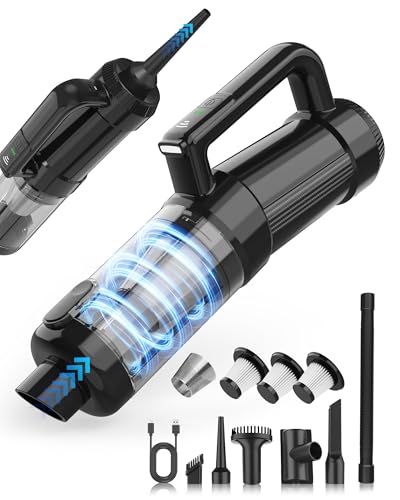 Handheld Vacuum Cordless, 18000PA Strong Suction Car Vacuum Cleaner Portable with Brushless Motor & LED Light, Hand Vacuum with Multi-Nozzles & Washable Filter for Home Office, Car, Pets