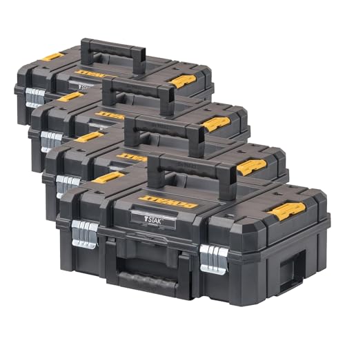 DEWALT Tool Box TSTAK II, 13 In. Flat Top Tool Storage Case, Stackable Organizer Hard Case Portable Toolbox, Heavy Duty, Holds Up To 66 lbs (DWST17807) (Pack of 4) - size: 1 Count (Pack of 4)