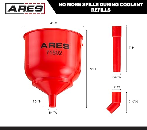 ARES 71502 No-Spill Coolant Funnel Kit, Eliminates Air Pockets | Eliminates trapped air pockets and squeaky belts due to overflow.