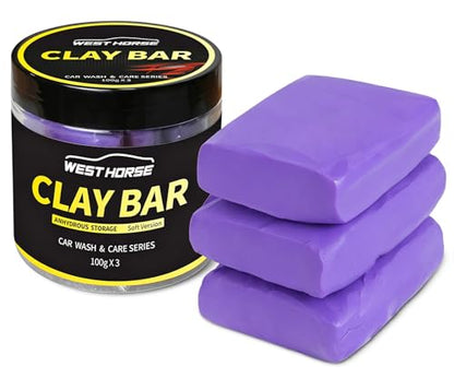 Clay Bar 3 Pack 300g(3x100g) Car Detailing Magic Clay Bars, Auto Clean Wash Bars, Deeply Cleanse The Paint Surface (Medium) - style: Medium