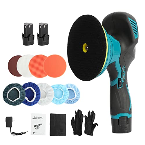 Cordless Polisher,Surface Conditioning Tool,2500-5000RPM Electric Sander Handheld Polisher 6 Variable Speed Battery Dual Action Car Buffer Polisher with Gloves Apron Set Cordless Polisher
