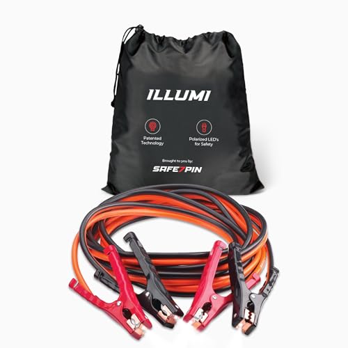 Safe Start Illumi Heavy Duty Jumper Cables Kit - 12FT, 6GA Jump Cable for Car, Truck - W/LED Indicators for Night Use, Reverse Polarity Protection, Copper Wire - Traditional Front-to-Front Design - size: LED Safety Cables