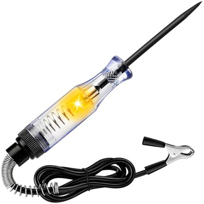 Test Light Automotive, Circuit Tester 6V-12V-24V DC Car Electrical Test Pen with Alligator Clip and Long Steel Probe, Continuity Voltage Fuse Tester for Sedan, SUV, RV and Truck