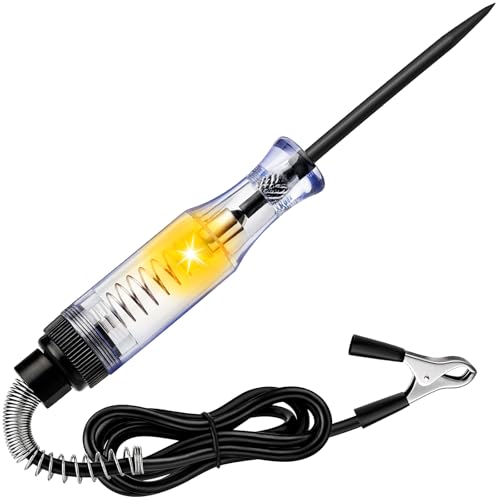 Test Light Automotive, Circuit Tester 6V-12V-24V DC Car Electrical Test Pen with Alligator Clip and Long Steel Probe, Continuity Voltage Fuse Tester for Sedan, SUV, RV and Truck