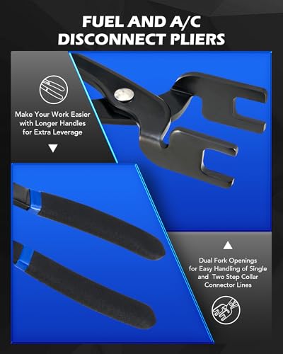 Orion Motor Tech 26pc Master Quick Disconnect Tool Kit, Fuel Line Disconnect Tool Set with Fuel and AC Disconnect Pliers, Fuel Line Removal Tool Set for AC Fuel & Transmission Systems, Blue - color: Blue