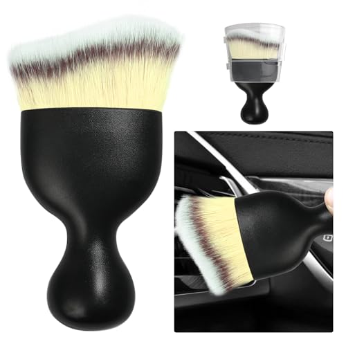 Ziciner Car Detailing Brush, Curved Soft Bristles Auto Removal Dust Collectors, Universal Vehicle Dashboard, Air Conditioner Vents etc Interior Cleaning Tool Accessories (Beige) - color: Beige, size: 1 PC