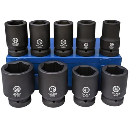 3/4 Inch Drive Impact Socket Set, 12 Piece Deep Impact Sockets, Standard 6-Point Metric Socket Set(24mm-41mm), Cr-Mo Steel for Vehicle and Equipment Repair (zxttgj-1in-9pcs-Metric) - style: zxttgj-1in-9pcs-Metric