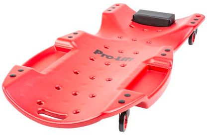 Pro-LifT C-6048 Mechanic Plastic Creeper 48 Inch - Blow Molded Ergonomic HDPE Body with Padded Headrest & Dual Tool Trays - 440 Lbs Capacity Red - color: Red