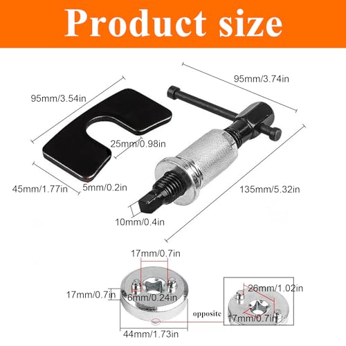 Brake Caliper Piston Rewind Tool,Car Rear Brake Pad Wind Back Tool,Right Handle Set Brake Caliper Wind Back Tool,Brake Piston Wind Back Tool for Replacement of Rear Brake Pad - size: Universal Style