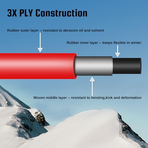 Truck Tire Inflator Kit, 3/8” x 50FT Hybrid Air Hose with 1/4" Chuck and 1/2" NPT Universal Gladhand Connection - color: Red