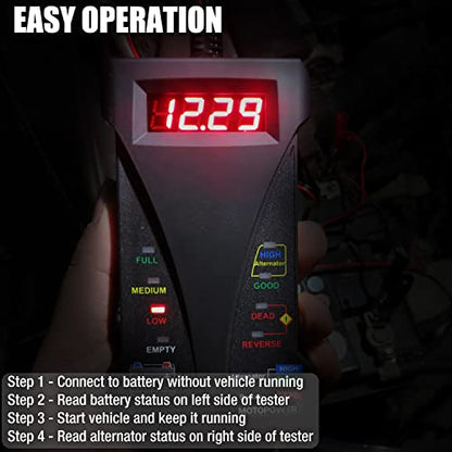 MOTOPOWER MP0514B 12V Digital Battery Tester Voltmeter and Charging System Analyzer with LCD Display and LED Indication - Blue Rubber Paint
