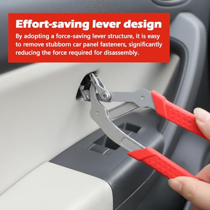 Car Clip Pliers, Panel Clip Removal Tool, Auto Fastener Remover with 15 Trim Rivets for Automotive Plastic Rivets, Push Pin & Door Trim, Damage-Free Disassembly Tool