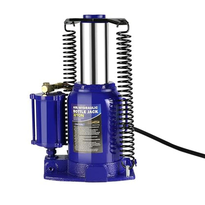 32 Ton Air Hydraulic Bottle Jack with Manual Hand Pump, Heavy Duty Auto Truck Travel Trailer Repair Lift for Pickup Truck, RV, Auto Repair, Industrial Engineering and Heavy Equipment (Blue) - color: Blue, size: 32 Ton
