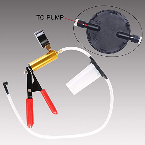 YSTOOL Brake and Clutch Fluid Hand Pump Vacuum Bleeder Tool Kit | Brake Oil Change Power Steering Fluid Bleeding Set with Hand Pump Jar Adapters for Auto Car Truck Motorcycle Use - color: Red