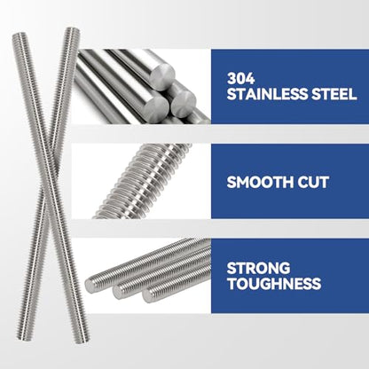 24 Pcs 304 Stainless Steel M4 Fully Threaded Rod,1.6"(41mm) Threaded Rod,Right Hand Threads，with Nuts (24, M4x41mm) - size: M4x41mm