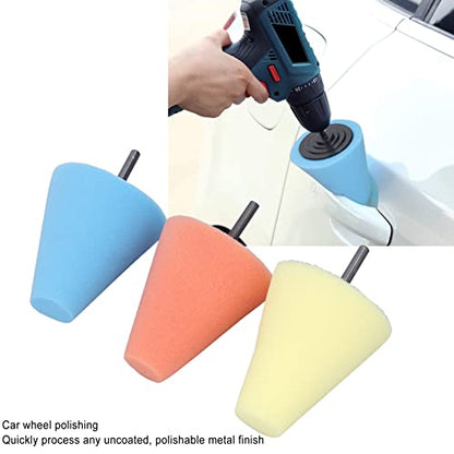 Pilipane 9Pcs Polishing Cone Set for Automotive Wheel Hub Care, Metal Polish Sponge Buffing Balls Kit
