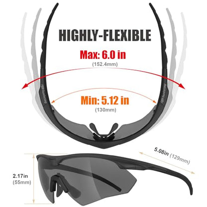HTS HUNTERSKY S53 Anti Fog Tactical Shooting Range Safety Glasses ANSI Z87.1 Ballistic Eye Protection Hunting Airsoft Riding - color: S53 Black / Smoke