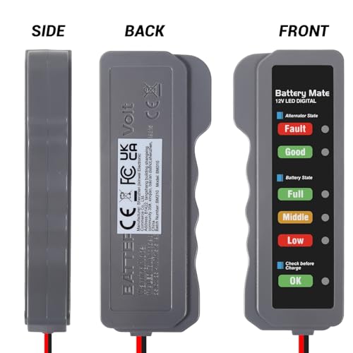 12V Car Battery Tester and Alternator Tester Automotive Battery Analyzer, Charging System Checker with LED Indicator for Cars, Trucks