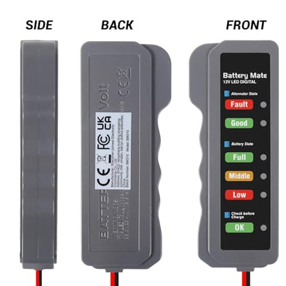 12V Car Battery Tester and Alternator Tester Automotive Battery Analyzer, Charging System Checker with LED Indicator for Cars, Trucks