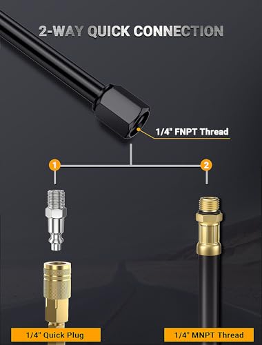 13'' Dual Head Air Chuck Set, Heavy Duty Extended Reach Tire Chuck w/Quick Plug for Semi Tire Inflation, 1/4" FNPT Straight Lock On Tire Inflate Chuck for Air Compressor Semi Truck RV Dually Tires - size: 13'' - Zinc Alloy