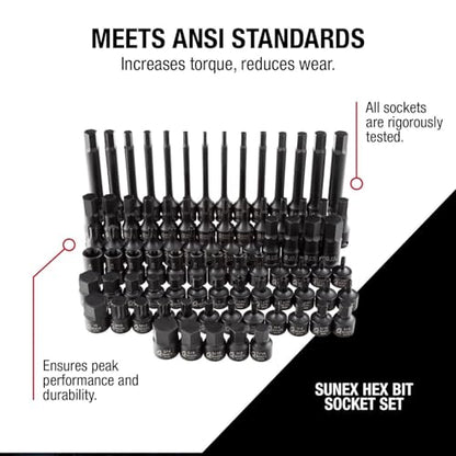 Sunex 3569 3/8" Dr. Master Hex Bit Impact Socket Set (84 Piece)