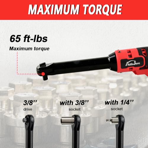 Extended Cordless Electric Ratchet Wrench 65 ft-lbs 3/8" Drive Power Ratchet Tool Compatible with Milwaukee 18V Battery (No Battery) with 7pcs Socket, 1/4" Socket Adapter and 3" Extension