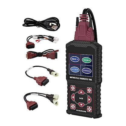 Motorcycle System Diagnostic Test Measurement Tools M3-A Motorcycle Fault Code Readers Scan Tools Moto Diagnostic Test Measurement Tools Compatible for Yamaha 2/3/4P,Kawasaki 4-6P,Honda 4P,OBDII 16P - style: M3-A
