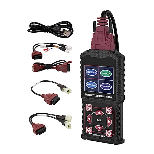M3‑A Motorcycle Diagnostic Tool for Honda 4P, Kawasaki 4‑6P, Yamaha 2/3/4P – Read/Clear Fault Codes & Live Data, ECU/Service/Throttle Reset, ABS Bleed, OBD2 Scanner - style: M3-A Motorcycle Code Readers