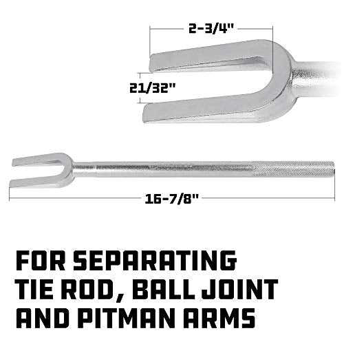 Powerbuilt 21/32-Inch Tie Rod End Puller, Ball Joint Separator – Heavy-Duty Steel, Zinc-Plated for Rust Resistance, Ideal for Professional and DIY Auto Repairs - 648467 - size: 21/32 in.