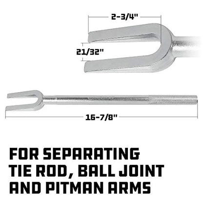 Powerbuilt 21/32-Inch Tie Rod End Puller, Ball Joint Separator – Heavy-Duty Steel, Zinc-Plated for Rust Resistance, Ideal for Professional and DIY Auto Repairs - 648467 - size: 21/32 in.