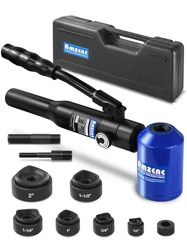AMZCNC Hydraulic Knockout Hole Punch Driver Kit 1/2 to 2 inch Electrical Conduit Hole Cutter Set KO Tool Kit Metal Sheet Puncher (8TON(1/2"~2")) - size: 8TON(1/2"~2")