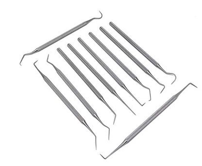 Set of 10 Stainless Steel Precision Micro Pick Set Combo, 5.5 inch to 6 inch Overall Length