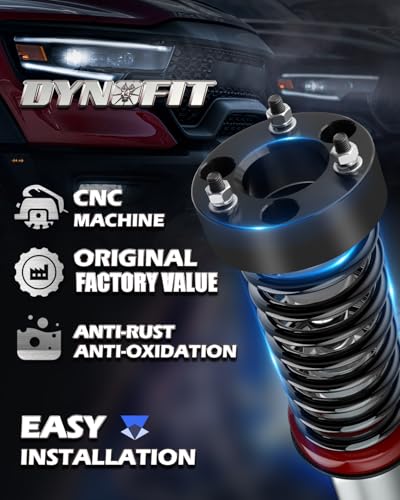 Dynofit 2in Leveling Lift Kit for Dodge Ram 1500 4WD (2006-2026), Aluminum Strut Spacers Raise 2 Inches Front Suspension for Ram1500 4x4 - size: 2 inch Front + 0 inch Rear