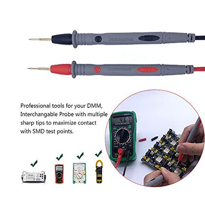 Multimeter Test Leads Set, Professional Leads Kit, Precision Sharp Probe Test Lead 1000V 20A Gold-Plated Probe Leads with Alligator Clips, Test Hooks, Test Probes Lead, Test Tweezer