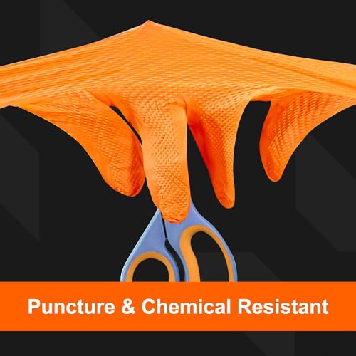 GLOVEWORKS Orange Nitrile Work Gloves, 8 Mil Disposable Heavy Duty, Raised Diamond Grip Mechanic Glove, Small 4 Cases of 1000 - size: Small, style: 4 Cases of 1000