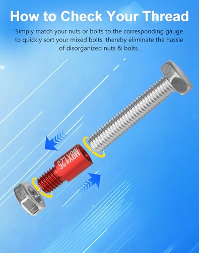 55Pcs Thread Checker, Nut and Bolt Measuring Tool(25 Metric & 30 Standard), Bolt Size and Thread Gauge Finder with Storage Box, Suitable for inspecting in Narrow and Tricky Areas