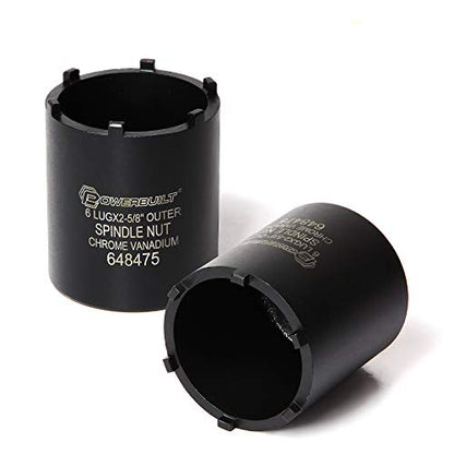 Powerbuilt Spindle Socket, 6 Outer Black, 6 Lug, Remove Spindle Nuts, 2-5 Inch Outer, Ford Chevy GMC Bronco Trucks - 648475 - style: 6-Lug, 2-5/8" Outer