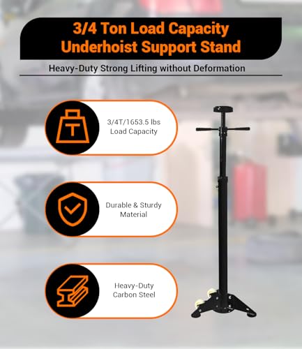 2PACK Underhoist Support Stand, 3/4 Ton Jack Stand, Under Hoist Stand for Vehicle Lifting & Support, 1655Lbs Capacity, Lifting from 38.4 to 75.4Inch, - color: Black | Triangular Base