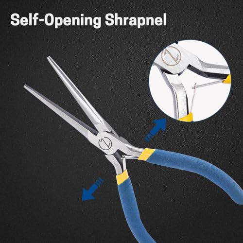 VISEMAN 6" Mini Needle Nose Pliers with Comfort Handles, Long Nose Pliers | for Handmade Craft, Straight - style: Straight