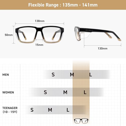 VETRA Z87+ Certified Safety Glasses HD High Contrast UV400 Side Shield Anti-Oil Coating Stylish Eyewear - color: Ink Clear