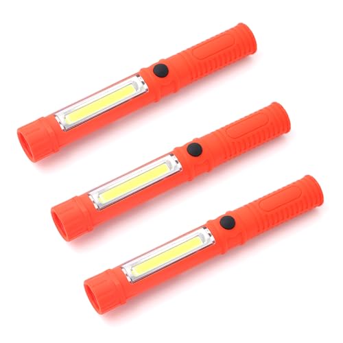 3Pcs LED Magnetic Worklight,Bulk Portable COB Inspection Lamp Trouble Light for Mechanic,BBQ,Car,Camping,Emergency (Orange,Batteries NOT Included) - color: Orange