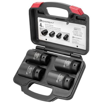 Powerbuilt 4 Piece Axle Nut Socket Set, 30mm 32mm 34mm 36mm Axle Nut Socket, Tools for Removing Front Wheel Axle Nuts, Foreign Vehicles - 648635 - style: 4 Piece