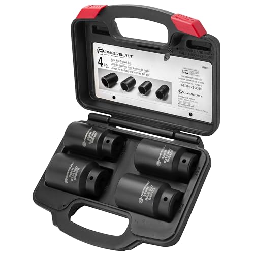 Powerbuilt 4 Piece Axle Nut Socket Set, 30mm 32mm 34mm 36mm Axle Nut Socket, Tools for Removing Front Wheel Axle Nuts, Foreign Vehicles - 648635 - style: 4 Piece
